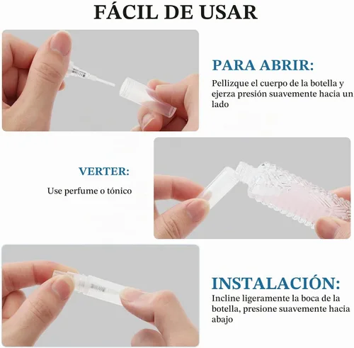 Vista 7 de Chiallco Mini Botellas de Muestra de Perfume, Paquete de 10 Unidades de 5 ml de Botella de Spray de Perfume Pequeña de Plástico, Neblina Fina