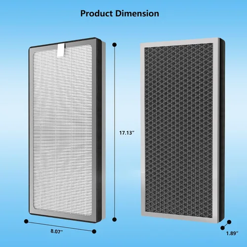 Vista 4 de 40 filtros de repuesto compatibles con purificador de aire MA serie 40, filtración 3 en 1 True HEPA 13, prefiltro fino y filtro F de carbón