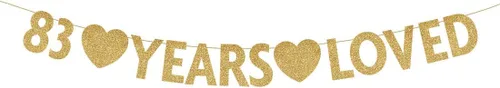 Vista 7 de Cartel dorado de feliz cumpleaños número 83, purpurina para mujer u hombre de 83 años, decoraciones para fiestas