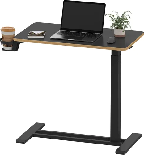Vista 23 de SANODESK Escritorio móvil de pie con ruedas ocultas, escritorio neumático para laptop, carrito de computadora con ruedas móviles, altura ajustable