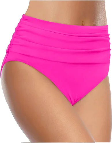 Vista 4 de Tempt Me Bikini de cintura alta para mujer, con control de abdomen, fruncido, parte inferior de natación