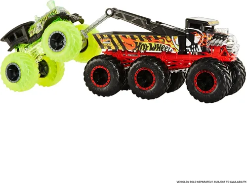 Vista 5 de Hot Wheels, Monster Trucks - Camión de remolque sorpresa a escala 1:64 con 6 ruedas (no se puede elegir el modelo)