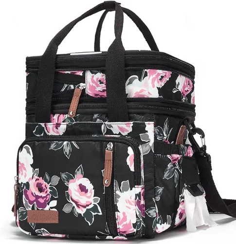 Vista 13 de MOV COMPRA Bolsas de almuerzo para hombres y mujeres, lonchera negra para adultos, para el trabajo, ampliable, a prueba de fugas, doble cubierta