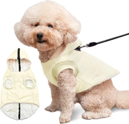 Vista 11 de vecomfy - Sudadera con capucha para perro, forro polar y algodón, extra cálida, para invierno, chaqueta para perro pequeño, abrigos con capucha