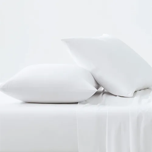 Vista 4 de Linen Closet Juego de 2 fundas de almohada de algodón orgánico de lujo de 144 hilos, color blanco ártico