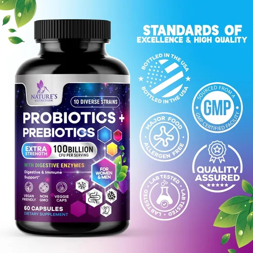 Vista 4 de Probióticos 100 mil millones de UFC por porción, 10 cepas premium + prebióticos, el mejor suplemento probiótico para mujeres y hombres, apoya