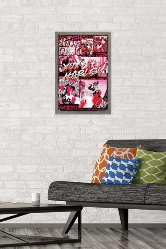 Vista 2 de Trends International DC Comics - Póster de pared de Harley Quinn, Good To Be Bad, 14.725 x 22.375 pulgadas, versión enmarcada de madera de granero