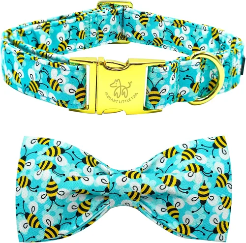 Vista 13 de Elegant little tail Independence - Collar patriótico para mascotas con pajarita para mascotas del 4 de julio de algodón suave para mascotas