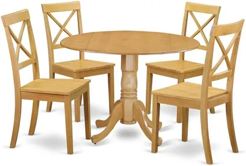 Vista 11 de East West Furniture DLBO3-BLK-W - Juego de mesa de comedor de 3 piezas para espacios pequeños que contiene una mesa de comedor redonda con gotas y 2