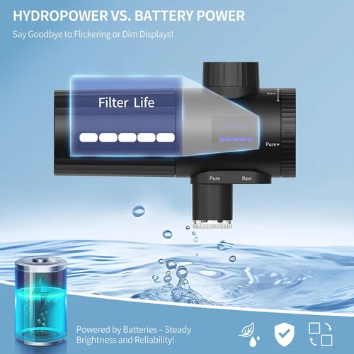 Vista 4 de HOMELODY 3.0 Filtro de agua para fregadero - Filtro de agua de montaje en grifo con pantalla LED mejorada, 3000-4000L. Filtro de agua de grifo