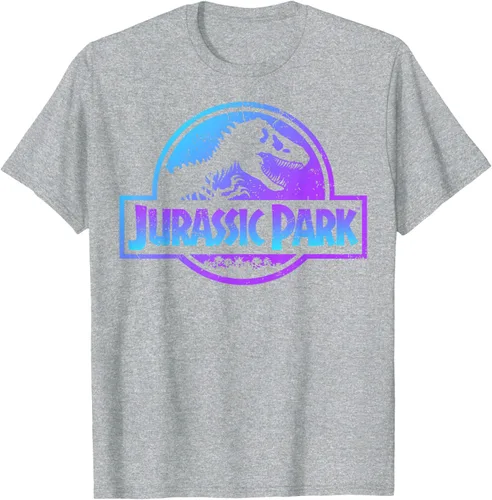 Vista 55 de Jurassic Park Camiseta de manga corta con logotipo Fossil azul y morado Negro
