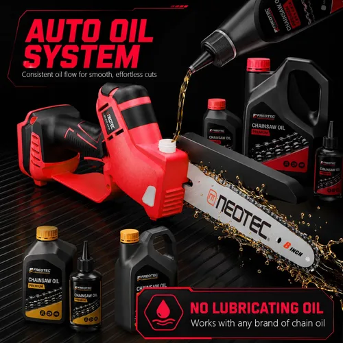 Vista 7 de Mini motosierra inalámbrica de 6 y 8 pulgadas compatible con batería Rojo