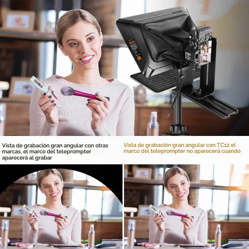 Vista 5 de Teleprompter para cámaras iPad Tablet, LENSGO TC12 14.5 pulgadas de aluminio Prompter App compatible con iOS/Android, indicador profesional