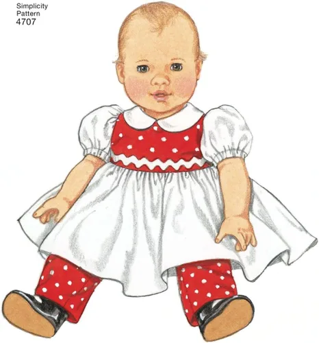 Vista 6 de Simplicity 4707 - Patrones de costura vintage para muñecas de bebé para niñas por Teri, A (S-L)