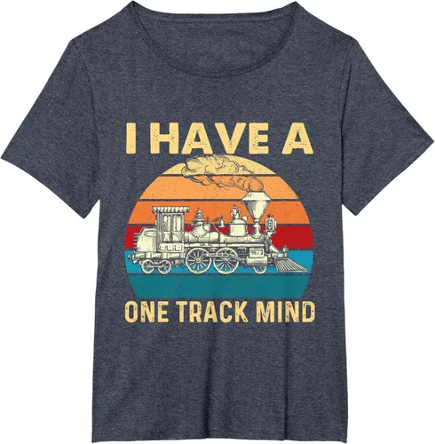 Vista 67 de Camiseta con texto en inglés "I Have A One Track Mind - Trainspotter Model Train Railroad, Negro, S