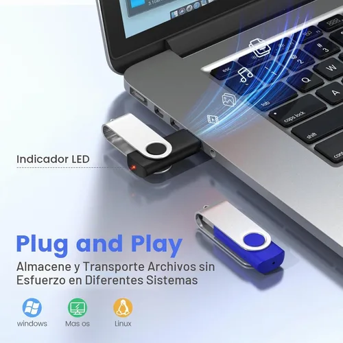 Vista 2 de ABLAZE Paquete de 10 unidades flash de 128 MB, USB 2.0 con cordones