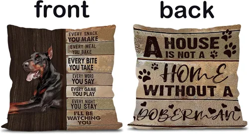 Vista 2 de Knibeo Doberman - Fundas de almohada reversibles de 18 x 18 pulgadas, regalos para mujeres y hombres, decoración para amantes de los perros, funda