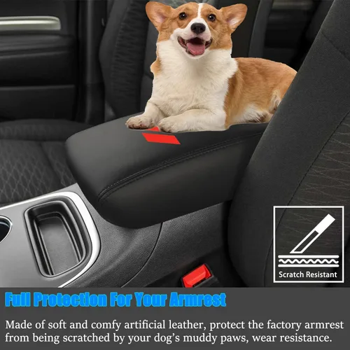 Vista 5 de Funda para reposabrazos de automóvil Dodge Durango 2011-2020, fundas de almohadilla de consola central, resistente a los arañazos, protector