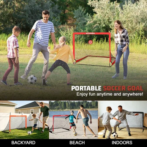 Vista 7 de BaseGoal Soccer Goals for Backyard Set of 2, 4x3ft, Mini Soccer Net Negro