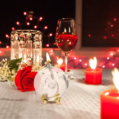 Vista 5 de ARTIBETTER Velas cónicas románticas del aceite del aceite de cristal del hilo del algodón de la lámpara