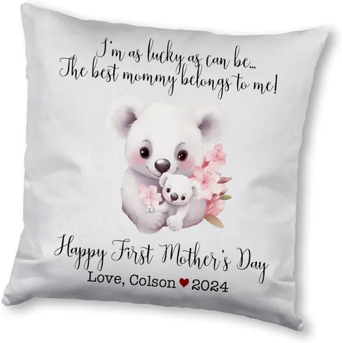 Vista 9 de Happy Mother's Day Koala Design, First Mother's Day Custom Pillowcase, Personalized Mother's Day Pillowcase, Gift for Mom, Home Decor