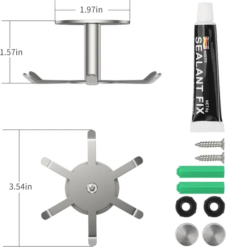 Vista 6 de 2 ganchos giratorios para debajo del gabinete, soporte giratorio para utensilios de cocina de acero inoxidable 304, estante colgante para utensilios