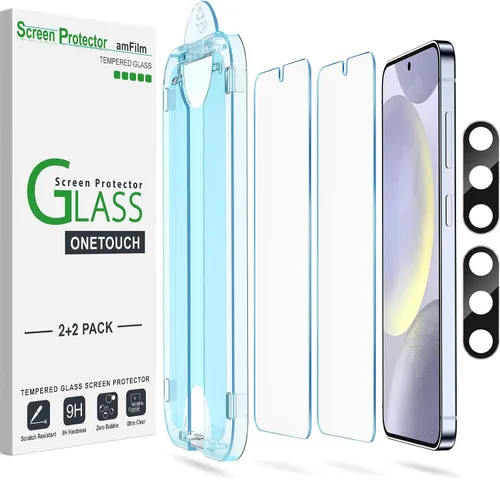 Vista 13 de amFilm OneTouch - Protector de pantalla para Samsung Galaxy S22 5G de 6.1 pulgadas, dureza 9H con protector de lente de cámara, más fácil