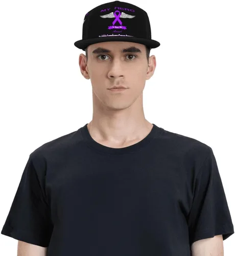 Vista 7 de My Hero is Now My Angel Hodgkin Lymphoma Cancer Awareness Baseball Cap Four-Sided Printing Flat Bill Brim Cool Hip Hop Trucker Hat Men Women