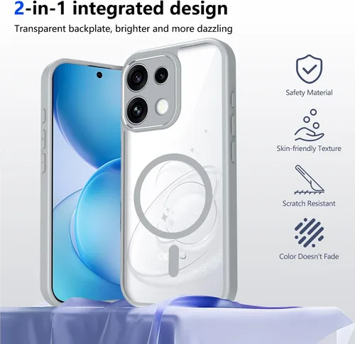 Vista 446 de Funda magnética transparente compatible con Xiaomi 17T, color negro 2 en 1 PC + TPU cubierta de teléfono a prueba de golpes, carcasa protectora