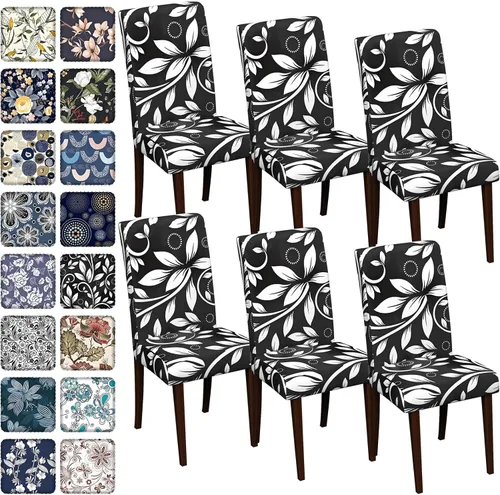 Vista 52 de Fundas para sillas de comedor CoSofSLIP, juego de 2, fundas estampadas elásticas antideslizantes, fundas extraíbles y lavables para sillas