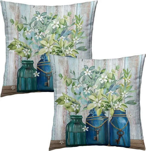 Vista 274 de Giwawa Juego de 2 fundas de almohada decorativas con diseño floral de girasol de 16 x 16 pulgadas, fundas de cojín decorativas para el hogar, sofá