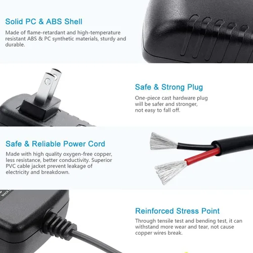 Vista 3 de Beatch Global AC/DC Adaptador para seguridad 1st 08026 08096 08096T 08096R Prism Video Baby Monitor Cable de alimentación PS Wall Home Charger