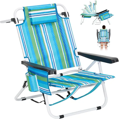 Vista 11 de ABORON Silla de bronceado ajustable de 5 posiciones con orificio para la cara, salón de playa plegable portátil para tomar el sol, tumbona