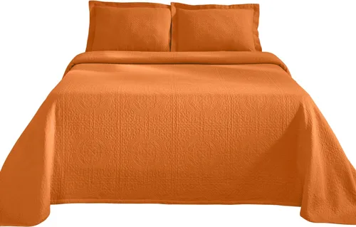 Vista 2 de Cubrecama con funda de almohada. Mandarina