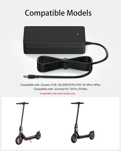 Vista 4 de VHBW Cargador de 42V 2A para iScooter i9, i9 Pro, i8, i8L, 1S Cargador eléctrico para scooter compatible con isinwheel S9/S9 Pro/S9 Max Scooters