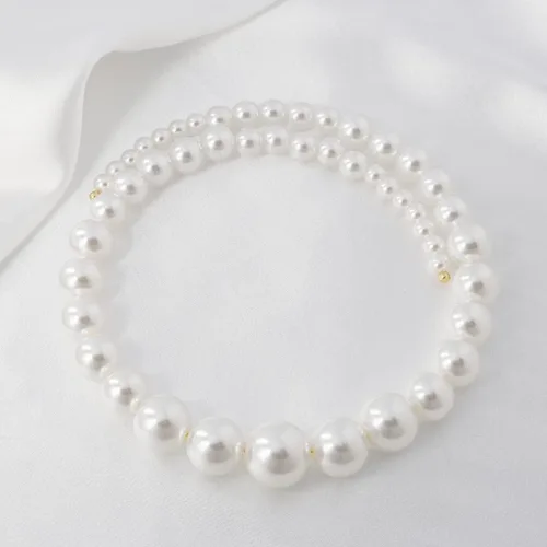 Vista 5 de MUYAN Collar redondo de perlas de imitación para mujer, gargantilla abierta de perlas, color blanco