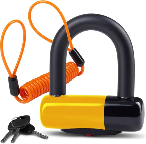 Vista 7 de Bloqueo de disco antirrobo para motocicleta, resistente con cable de recordatorio y bolsa de transporte, bloqueo de freno de disco de ajuste Azul