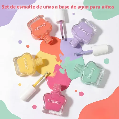 Vista 7 de Dmsky Juego de esmaltes de uñas para niños, 18 colores de esmalte de uñas pelable a base de agua de secado rápido para niños, kit de esmalte de uñas