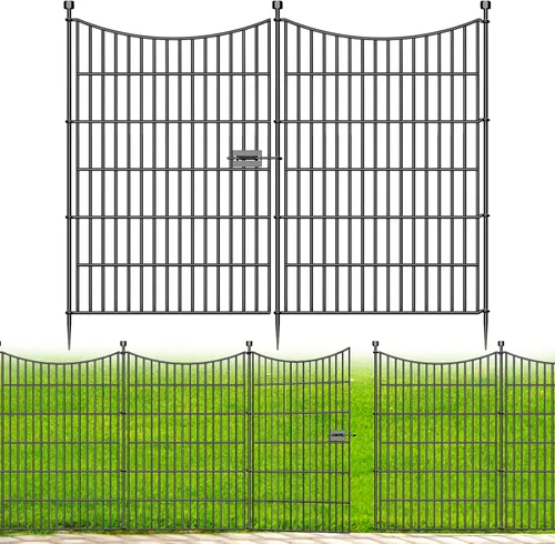 Vista 7 de 5 paneles de valla para perros sin excavación al aire libre para patio, 24 pulgadas (alto) x 10 pies (largo), valla decorativa alta de jardín