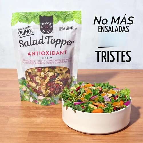 Vista 5 de Modern Mill Complemento para Ensalada Antioxidante de Gourmet Nut - Mezcla de Frutos Secos (Almendras), Arándanos Secos y Azucenas, Semillas