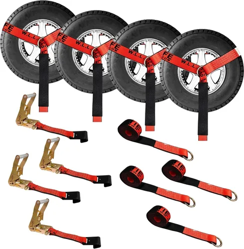 Vista 36 de Mega Cargo Control Correas de Amarre para Automóvil, Paquete de 4 Hebillas de Cola de Cadena de Trinquete G70, Estilo Lazo para Remolques