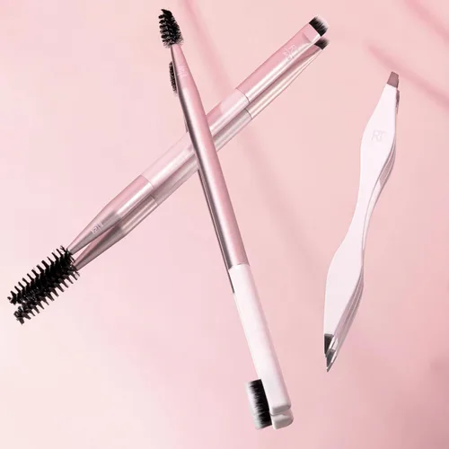 Vista 8 de Real Techniques Juego de moldeado de cejas, spoolie, pinzas y cepillos para cejas, herramientas de doble extremo, para peinar y dar forma a