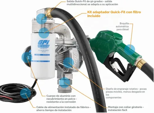 Vista 7 de GPI - Bomba de transferencia de combustible G20, boquilla de cierre automático con kit de filtro, 20 GPM, 12 voltios (162020-03)