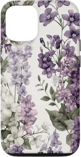 Vista 28 de White Violet Purple Lavender Lilac Floral Funda de flores botánicas para iPhone 17