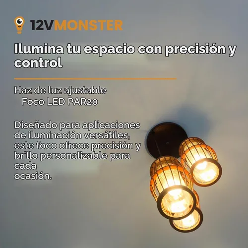 Vista 4 de Foco LED de ángulo de haz ajustable con zoom PAR20 NSP 15° -60° NFL WFL Multi ángulo de techo empotrable I 12W lámpara de abajo para restaurantes