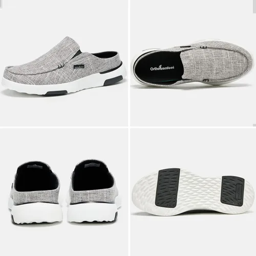 Vista 2 de OrthoComfoot Mocasines cómodos para hombre y sin cordones para fascitis plantar, zapatos para caminar en barco para aliviar el dolor de pies
