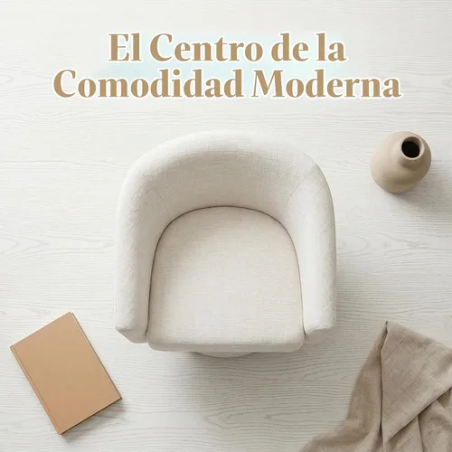 Vista 6 de Shunzhi Silla giratoria moderna, lino beige Sábanas beige