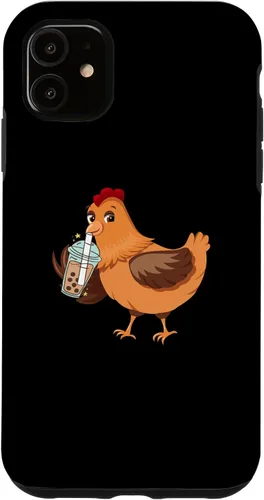 Vista 5 de Funda divertida para iPhone 14 con leche Boba para bebedor de té con leche y pollo, para iPhone 14