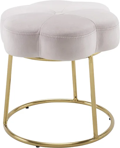 Vista 25 de Linon Talulah - Taburete decorativo y tocador azul claro y dorado