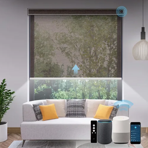 Vista 40 de SmartWings Persianas Motorizadas con Filtro de Luz, Compatible con Matter Thread Homekit Z-Wave Alexa Google, Persianas con 70% de Opacidad Safari